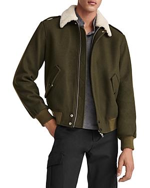 The Kooples Wool Blend Faux Shearling Collar Jacket