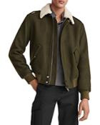 The Kooples Wool Blend Faux Shearling Collar Jacket
