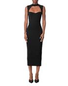 Herve Leger Cutout Mixed Ribbed Midi Dress