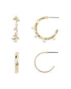 Aqua Classic & Imitation Pearl Hoop Earrings, Set Of 2 - 100% Exclusive