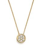 Bloomingdale's Diamond Bezel Set Cluster Small Pendant Necklace In 14k Yellow Gold, .10 Ct. T.w. - 100% Exclusive