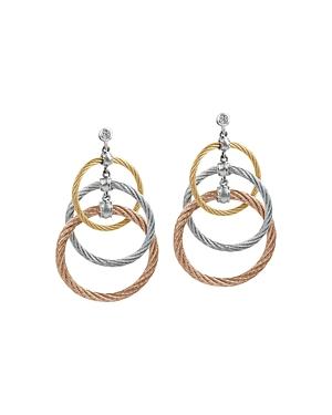 Alor Tricolor Cable Triple Drop Earrings With Diamonds