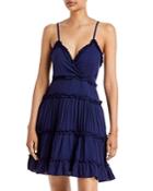 Aqua V-neck Ruffle Trim Tiered Dress - 100% Exclusive