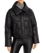 Yves Salomon Cropped Leather Puffer Down Coat