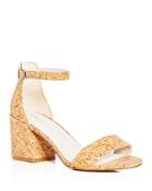 Kenneth Cole Women's Hannon Glitter Cork Ankle Strap Block Heel Sandals