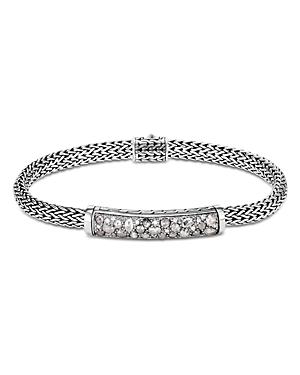 John Hardy Sterling Silver Classic Chain Extra-small Bracelet With White Diamond & Gray Diamond Pave