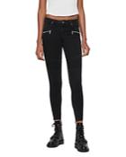 Allsaints Grace Biker Raw-edge Ankle Skinny Jeans In Black