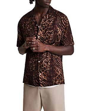 Allsaints Tiga Animal Print Regular Fit Camp Shirt