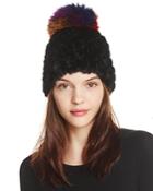 Jocelyn Knitted Silver Fox & Mink Fur Pom-pom Hat