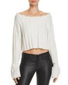 T By Alexander Wang Off-the-shoulder Cropped Sweater