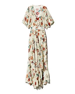 Maje Rachelle Asymmetric Floral-print Maxi Dress