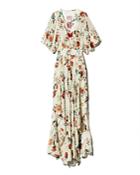 Maje Rachelle Asymmetric Floral-print Maxi Dress