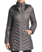 Laundry By Shelli Segal Mixed Quilt Puffer Coat