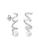 Majorica Simulated Pearl Spiral Drop Earrings In Gold-plated Sterling Silver Or Sterling Silver