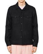 Officine Generale Jonas Wool Regular Fit Button Down Overshirt