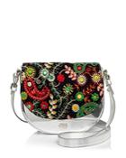 Frances Valentine Floral Embroidery Mini Saddle Bag