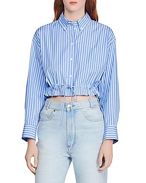 Sandro Tamara Striped Cropped Shirt