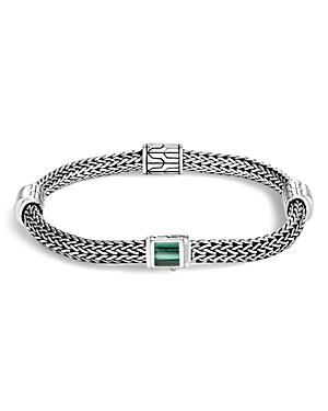 John Hardy Sterling Silver Classic Chain Extra Small Four Station Bracelet With Malachite