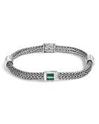 John Hardy Sterling Silver Classic Chain Extra Small Four Station Bracelet With Malachite