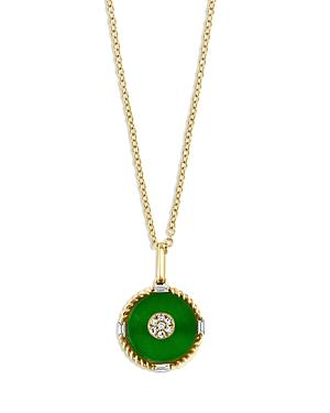 Bloomingdale's Jade & Diamond Pendant Necklace In 14k Yellow Gold, 16-18 - 100% Exclusive
