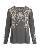 Johnny Was Embroidered Fleurie Long Sleeve Tee