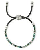 John Varvatos Collection Sterling Silver & Leather Mercer Turquoise Beaded Adjustable Bracelet