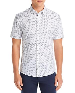 Michael Kors Cotton Stretch Daisy Print Slim Fit Button Down Shirt
