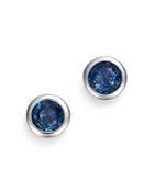 Bloomingdale's Blue Sapphire Bezel Stud Earrings In 14k White Gold - 100% Exclusive