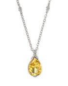 Judith Ripka Bermuda Pear Pendant Necklace With Canary Crystal, 17