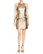 Halston Heritage Metallic Jacquard Peplum Mini Dress