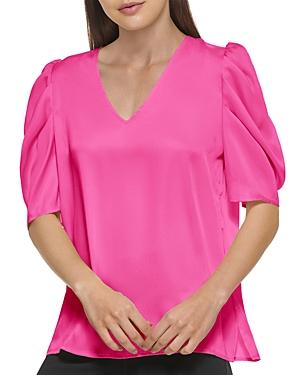 Dkny V-neck Puff Sleeve Top
