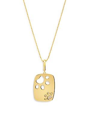 Graziela Gems 14k Yellow Gold Pawsitivity Diamond & Cutout Paw Dog Tag Pendant Necklace, 20