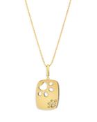 Graziela Gems 14k Yellow Gold Pawsitivity Diamond & Cutout Paw Dog Tag Pendant Necklace, 20