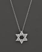 Diamond Star Of David Pendant Necklace In 14k White Gold, .14 Ct. T.w.