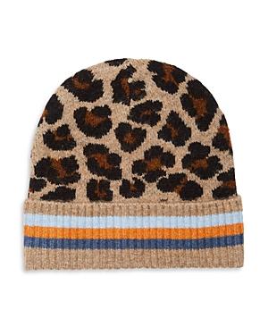 Echo Happy Cat Leopard Print Knit Beanie