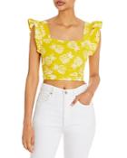 Aqua X Studio 189 Pineapple Print Flutter Sleeve Crop Top - 100% Exclusive