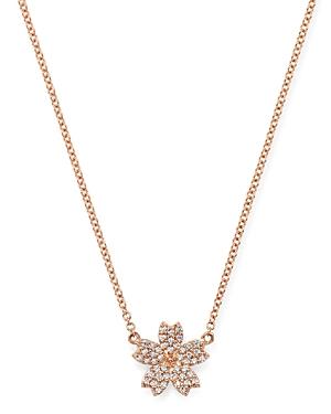 Bloomingdale's Diamond Flower Necklace In 14k Rose Gold, 0.10 Ct. T.w. - 100% Exclusive