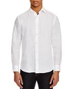 Report Collection Linen Stripe Regular Fit Casual Button Down Shirt - Compare At $98
