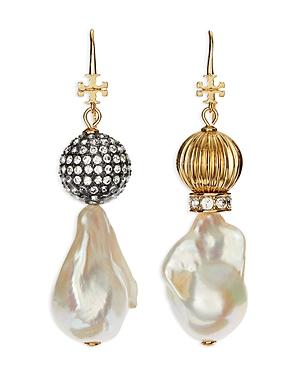 Tory Burch Kira Mismatched Pearl Drop Earrings