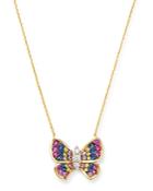 Bloomingdale's Multicolor Sapphire & Diamond Butterfly Necklace In 14k Yellow Gold, 16.5 - 100% Exclusive