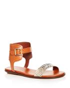 Cole Haan Women's Barra Snake Embossed Leather Ankle Strap Sandals