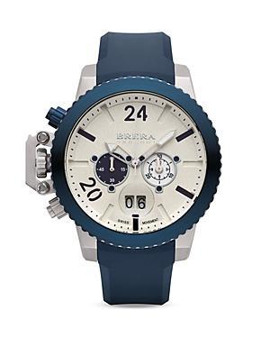 Brera Orologi Militare Navy Blue Ionic-plated Stainless Steel Watch With Navy Blue Rubber Strap, 48mm