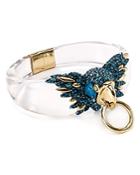 Alexis Bittar Lucite Feathered Parrot Hinge Bangle
