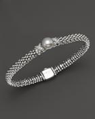Lagos Sterling Silver Luna Button Pearl Diamond X Rope Bracelet