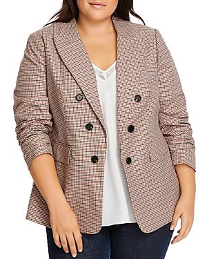 1.state Plus Double-breasted Plaid Blazer