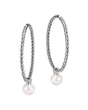 John Hardy Sterling Silver Classic Chain Cultured Freshwater Pearl Infinity Hoop Earrings