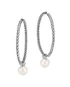 John Hardy Sterling Silver Classic Chain Cultured Freshwater Pearl Infinity Hoop Earrings