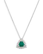 Bloomingdale's Emerald & Diamond Halo Pendant Necklace In 14k White Gold, 16 - 100% Exclusive