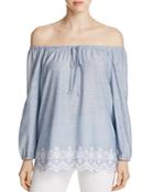 Nydj Embroidered Off-the-shoulder Top