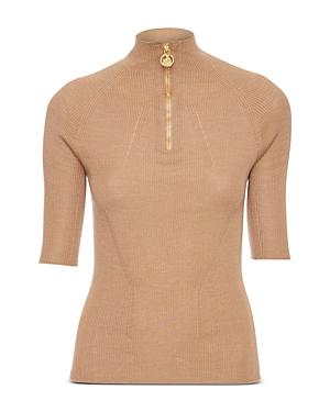 Lanvin Quarter Zip Short Sleeve Top